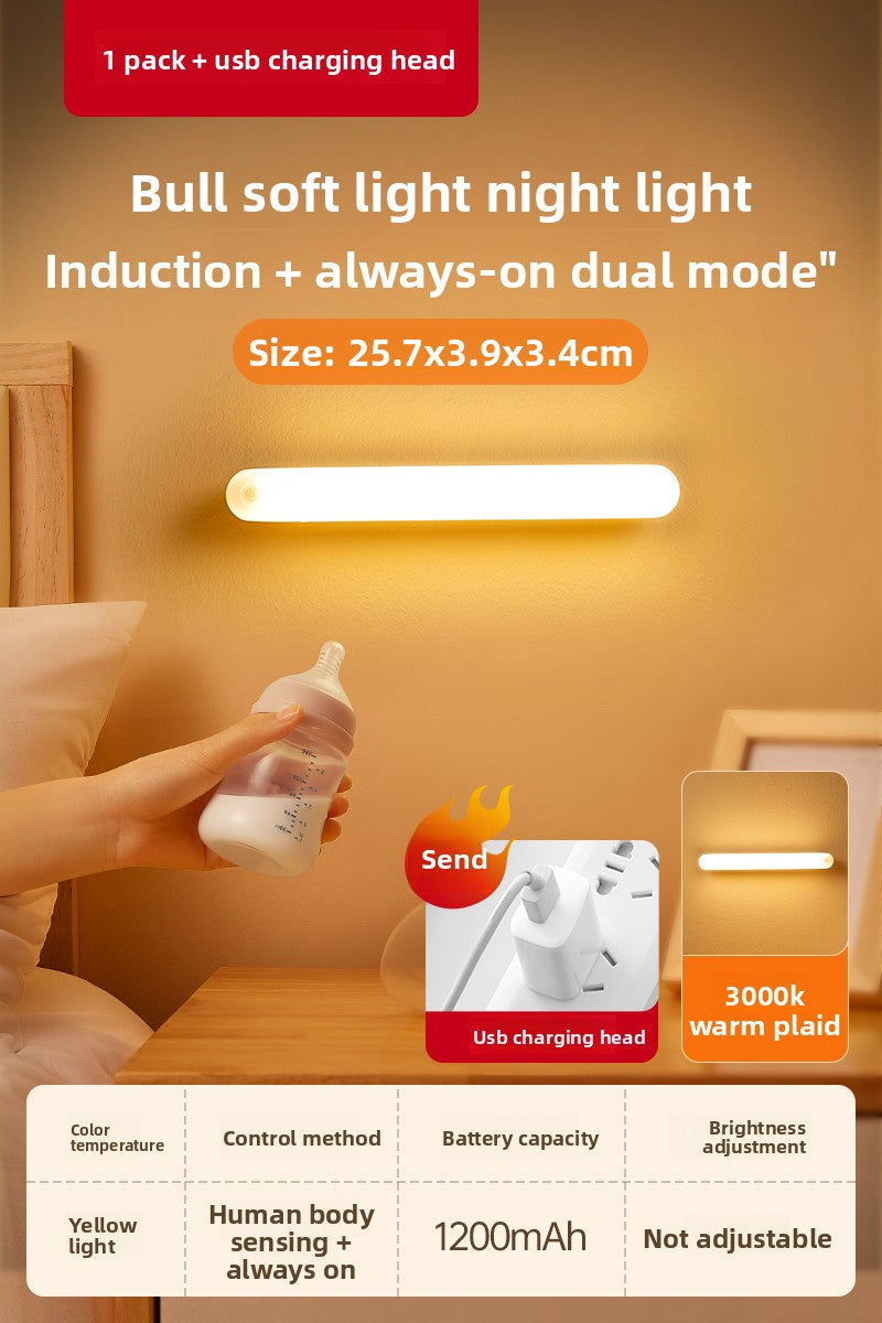 LED MOTION SENSOR LIGHT WIRELESS CLOSET LIGHT RECHARGEBLE NIGHT LIGHT